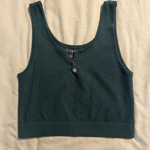 Teal Cropped Ribbed Tank Top M/L